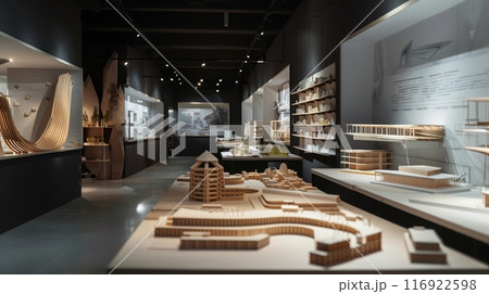 The Faculty of Architecture's exhibit showcases innovative building models and cutting-edge designs. 116922598