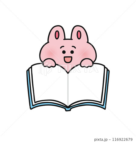 開いた本・ノート・メモ帳を持ったウサギ 116922679