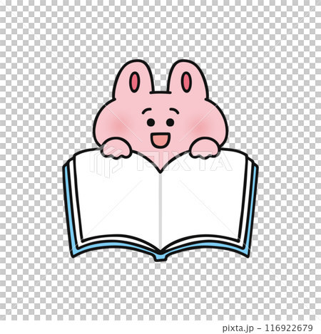 開いた本・ノート・メモ帳を持ったウサギ 116922679