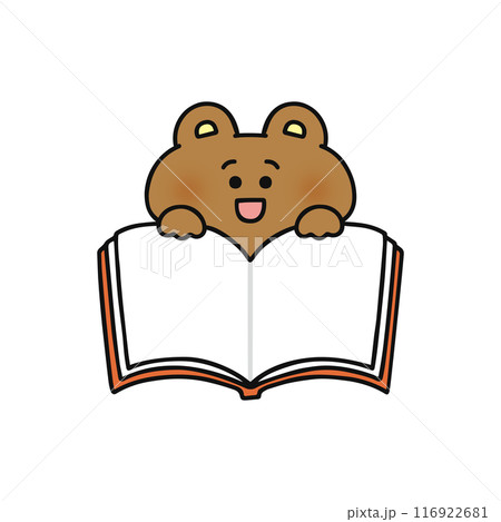 開いた本・ノート・メモ帳を持ったクマ 116922681