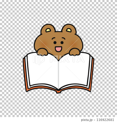 開いた本・ノート・メモ帳を持ったクマ 116922681