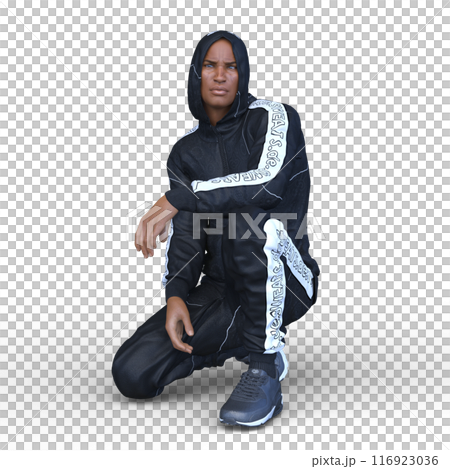 フードを被った男性 116923036