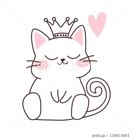 Cute Love Pet Cat Cartoon Character Sleeping Wearing Crown Vector Illustration Cute Love Pet Cat Cartoon Character Sleeping Wearing Crown Vector Illustration 116923061