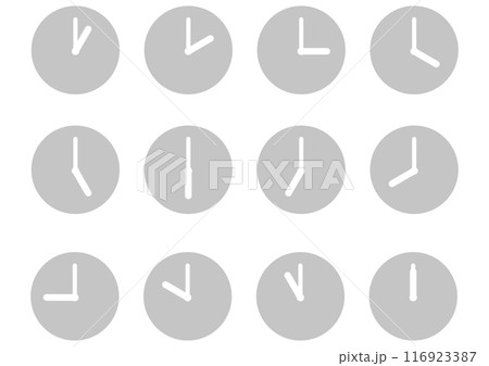 シンプルなグレーの時計アイコンセット 116923387