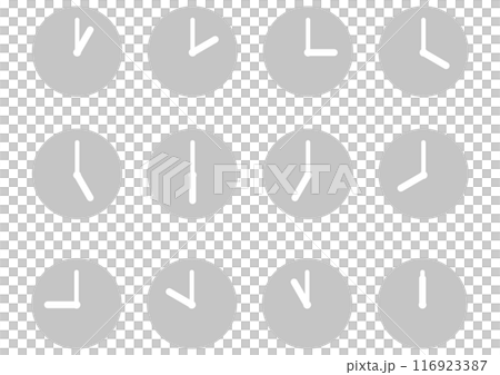 シンプルなグレーの時計アイコンセット 116923387