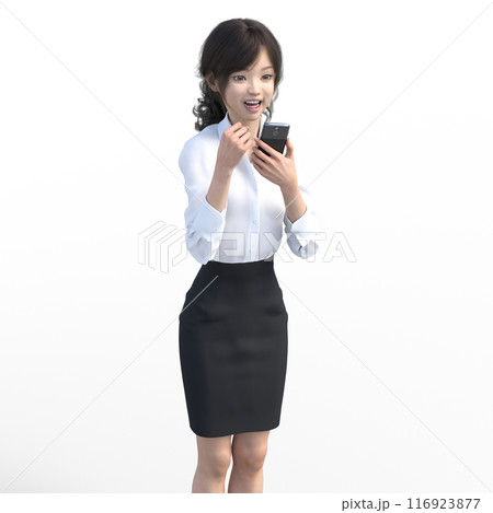 3DCG スマートフォンを使う女性　 116923877