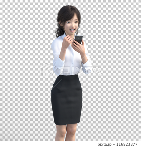 3DCG スマートフォンを使う女性　 116923877