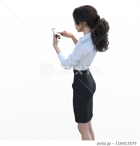 3DCG スマートフォンを使う女性　 116923879