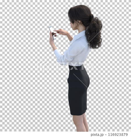 3DCG スマートフォンを使う女性　 116923879