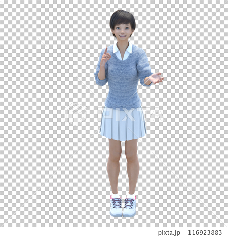 3DCG可愛日本女子解釋解釋姿勢 116923883