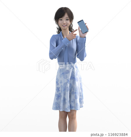 3DCG 可愛い日本人女性 解説 説明 スマホ 3DCG 可愛い日本人女性 解説 説明 スマホ 116923884