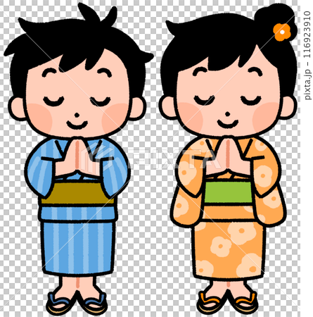 穿著浴衣手牽手的孩子 穿著浴衣手牽手的孩子 116923910