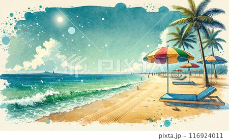 夏のビーチのイラスト 116924011