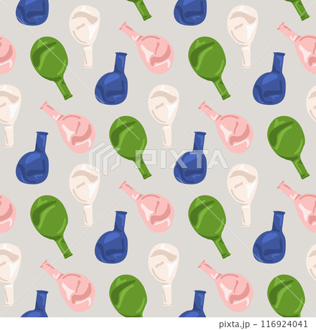 Deflated balloons seamless pattern background for wallpaper, wrapping, packing. Festive decorative elements. Vector illustration 116924041