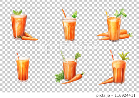 carrot juice Collection Bundle Set Isolated on a Transparent Background 116924411