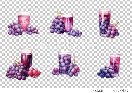 grape juice Collection Bundle Set Isolated on a Transparent Background 116924427