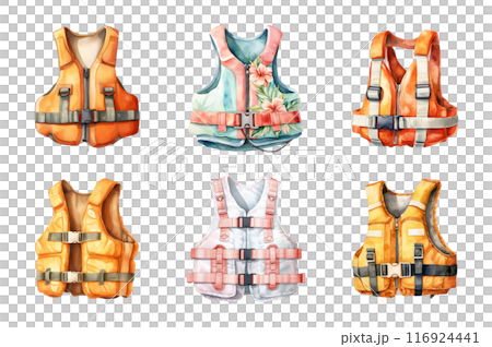 Life Vest Collection Bundle Set Isolated on a Transparent Background 116924441