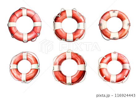 Lifebuoy Collection Bundle Set Isolated on a Transparent Background 116924443