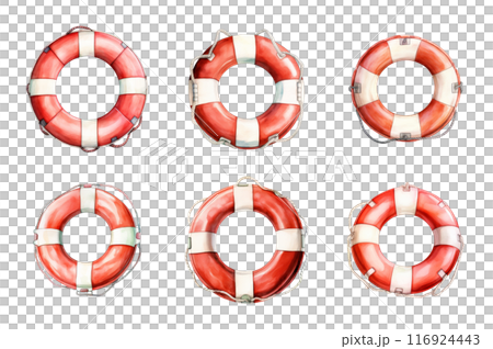 Lifebuoy Collection Bundle Set Isolated on a Transparent Background 116924443
