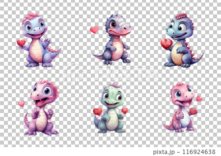 Cute Dinosaur Collection Bundle Set Isolated on a Transparent Background Cute Dinosaur Collection Bundle Set Isolated on a Transparent Background 116924638
