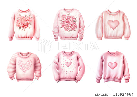 Pink Knit Sweater Collection Bundle Set Isolated on a Transparent Background Pink Knit Sweater Collection Bundle Set Isolated on a Transparent Background 116924664