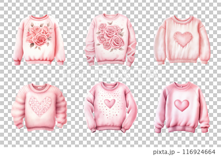 Pink Knit Sweater Collection Bundle Set Isolated on a Transparent Background Pink Knit Sweater Collection Bundle Set Isolated on a Transparent Background 116924664