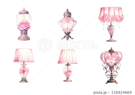 Pink Sleep Lamp Collection Bundle Set Isolated on a Transparent Background 116924669