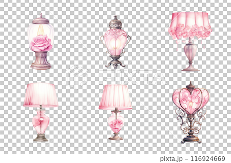 Pink Sleep Lamp Collection Bundle Set Isolated on a Transparent Background 116924669