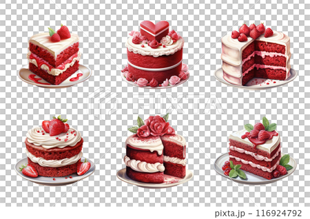 Red Velvet Collection Bundle Set Isolated on a Transparent Background 116924792