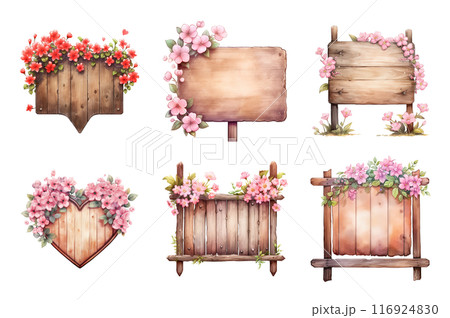 Romantic Wood Signs Collection Bundle Set Isolated on a Transparent Background Romantic Wood Signs Collection Bundle Set Isolated on a Transparent Background 116924830