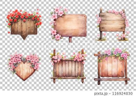 Romantic Wood Signs Collection Bundle Set Isolated on a Transparent Background Romantic Wood Signs Collection Bundle Set Isolated on a Transparent Background 116924830