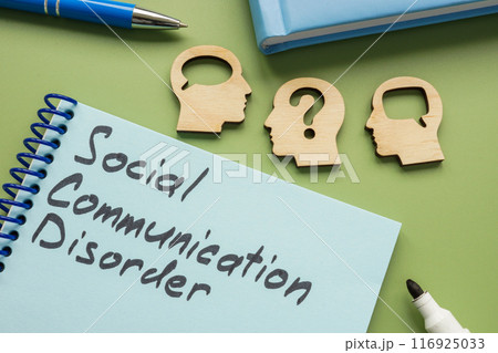 Head models and handwritten sign Social communication disorder. 116925033