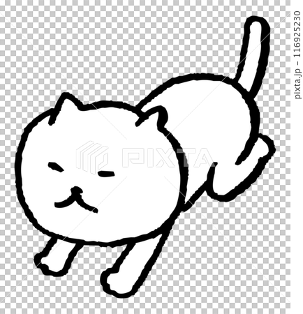 The daily life of a cute white cat character with narrow eyes 116925230