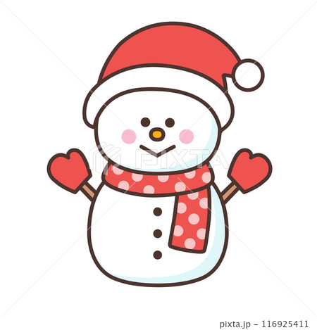 かわいい雪だるま 116925411