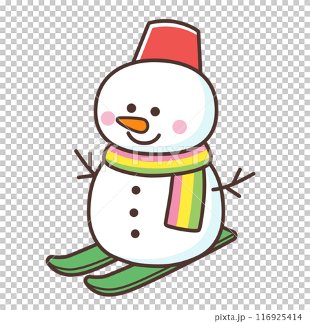 スキーをする雪だるま 116925414
