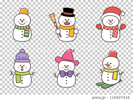 かわいい雪だるまのセット 116925416