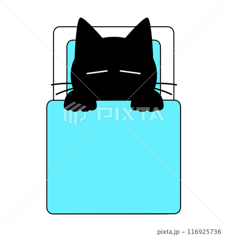 猫が布団で寝ているイラスト 116925736