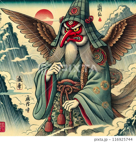 天狗風キャラクターの浮世絵イラスト 天狗風キャラクターの浮世絵イラスト 116925744