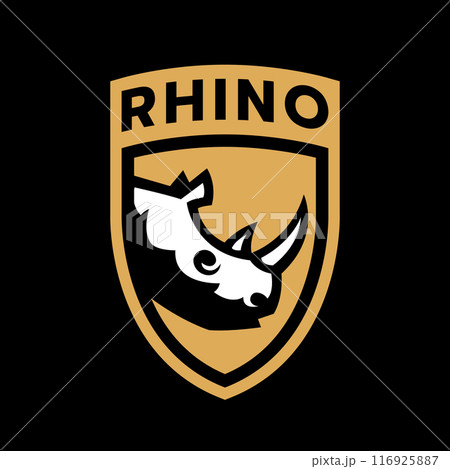 Rhino head, sports logo on a dark background. 116925887