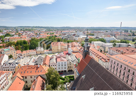 Aerial landscape view of Ceske Budejovice, city in South Bohemia region of Czech Republic 116925958