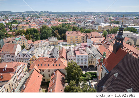 Aerial landscape view of Ceske Budejovice, city in South Bohemia region of Czech Republic 116925963