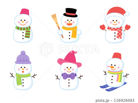 かわいい雪だるまのセット 116926083