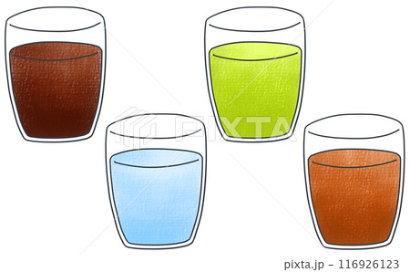 ゆるめシンプル飲み物セット2　アナログ風 116926123