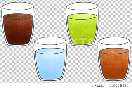 ゆるめシンプル飲み物セット2　アナログ風 116926123