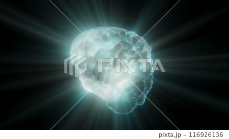 青く発光する抽象的な脳 116926136