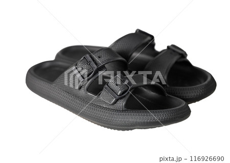 black flip flops isolated black flip flops isolated 116926690
