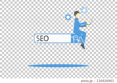Image illustration of a businessman thinking about SEO measures 116926901