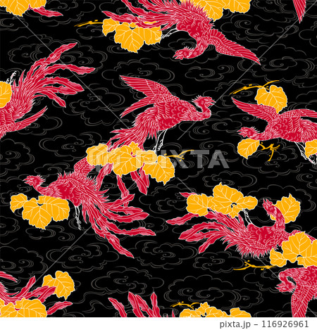 テキスタイルに最適な和調の鳳凰の柄, 116926961