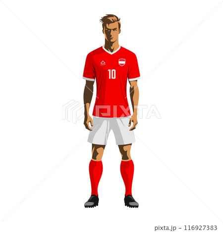 Soccer player in Austria team uniform Soccer player in Austria team uniform 116927383
