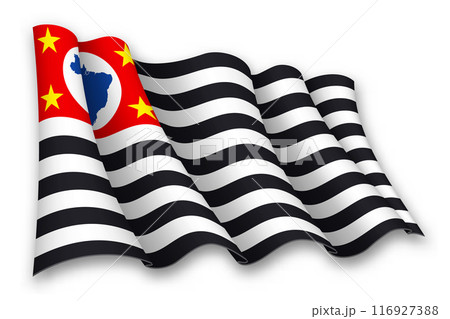 Realistic waving flag of Sao Paulo, state of Brazil 116927388